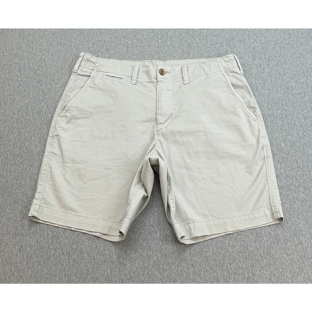 American Eagle Shorts Mens 32 Beige Cotton Blend Stretch Chino Flat 9" Inseam